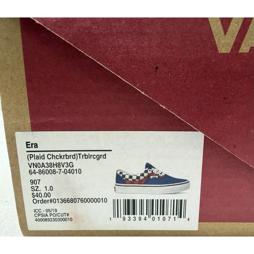 Youth Vans‎ ERA Skate Shoes NIB! Kids Sz- 1 Plaid Checkerboard VN0A38H8V3G